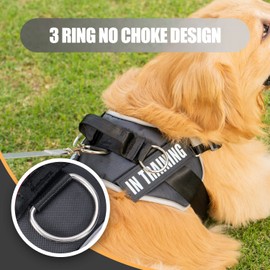 3 Ring No Pull Dog Harness, Reflective Adjustable Puppy Vest Harnesses with 3 Leash Clips, in Training Service Pet Harnes with 8Pcs Dog Patches, No-Choke Pet Oxford Vest with Easy Control Handle