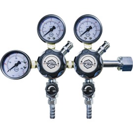 TAPCRAFT - Heavy Duty Dual Stage Kegerator Co2 Regulator CGA-320-0-60 PSI Working Pressure - 0-3000 PSI Tank Pressure - Check Valve 5/16" Barb - CO2 Tank Pressure Regulator for Homebrewing