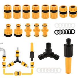 Garden Hose Connector, 1/2 Inch, Gardena Connection Hose Coupling, Hose Connector 1/2 Inch, Garden Hose Connection Set for Garden and Home Tap Pack of 15