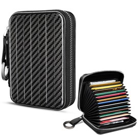 T-carbon Credit Card Case for Men and Women, RFID Protection Credit Card Case for 15 Cards, Carbon Fibre Card Case, Men, Black