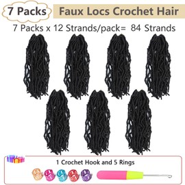 Faux Locs Crochet Hair Soft Locs 14 Inch 7 Packs Crochet Locs Natural Short Locs Crochet Hair For Women Synthetic Pre looped Crochet Braids (14 Inch (Pack of 7), 1B#)