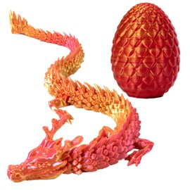 3D Printed Dragon in Egg – Flexible Articulated Crystal Dragon Fidget for Home and Office Executive Desks Décor