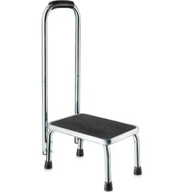 Step Stool with Handle for Adults Step stools with Handle for Elderly for Bed Chrome-Plated Steel Frame 330Lbs Capacity Use at Home Bathroom Kitchen