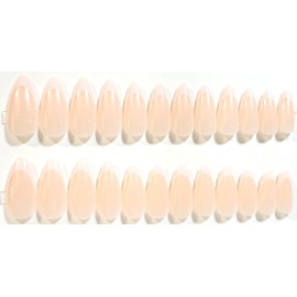 French Manicure No. 6 Glossy Almond Press On Nails - 24 Pieces - Artificial Nail Kit