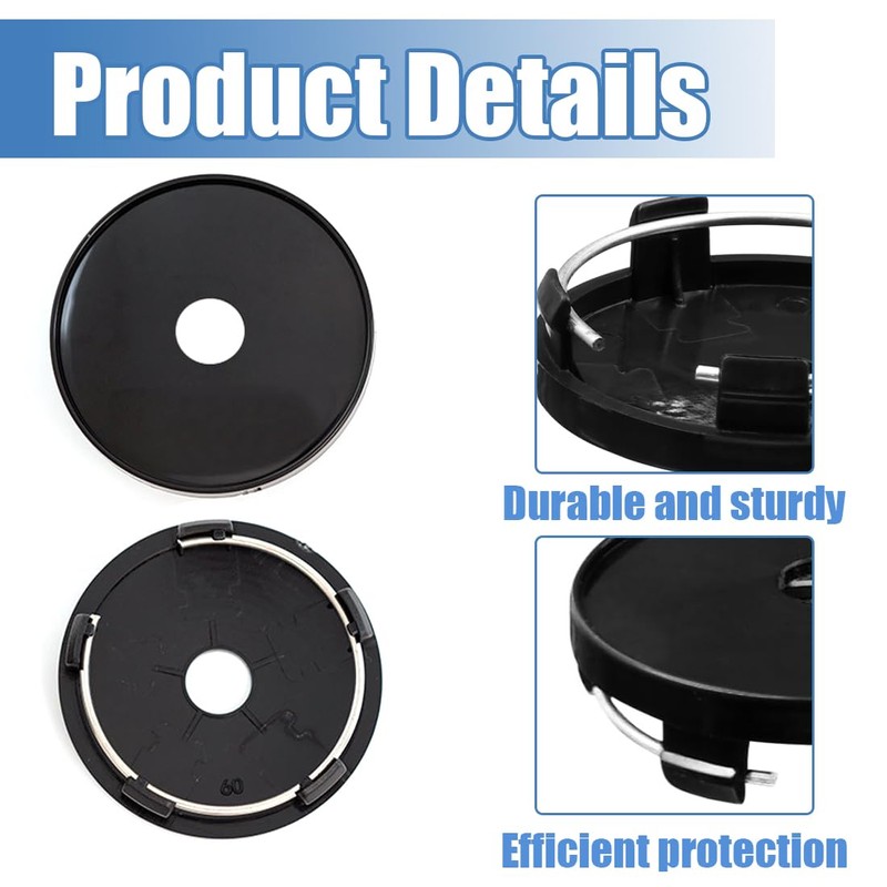 XPEX 4 Pack Universal Hub Caps Wheel Hub Caps Black