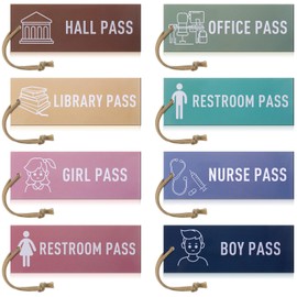Tellegloww 8 Pcs Magnetic Hall Pass for Kids Reusable Waterproof Classroom Girl Office Boy Nurse Restroom Pass for Teachers Nursery Kindergarten Decor (Pure)