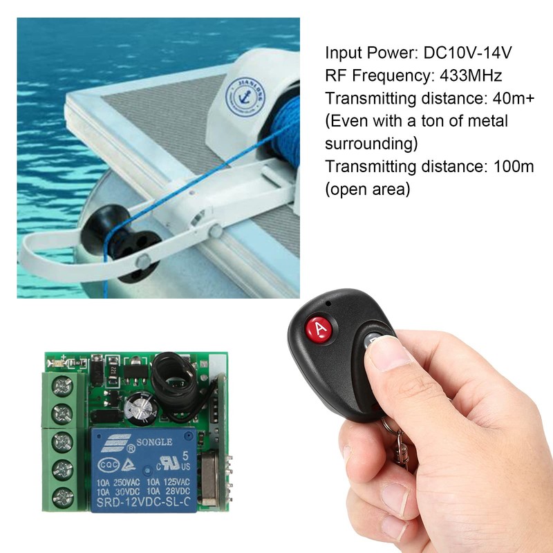 Splenssy Smart Home 433MHz DC 12V 1CH Wireless Remote Relay