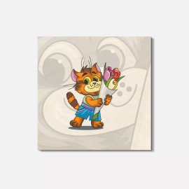 Unbranded Funny Cat Flowers Animal 4'' X 4'' Square Wooden Coaster