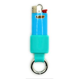 Lighter Locators - Mini BIC Keychain Lighter Holder with Spring Clip | J5 Blue Lighter Case for Small BIC Lighters | 10 Color Options | Lighter Not Included (Aqua Blue)