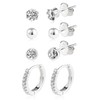 Sterling Silver Earrings for Women, 4 Pairs Multipack Small Stud
