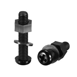 sourcing map Nylon Screw Nut Washer Assortment Kit, M6x30mm Round Head Machine Screw Bolt Nuts Flat Washers Black 20 Set