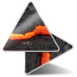 2 x Triangle Stickers 10cm - Volcano Red Hot Lava Geology Laptop Tablet Luggage Scrapbook #46408
