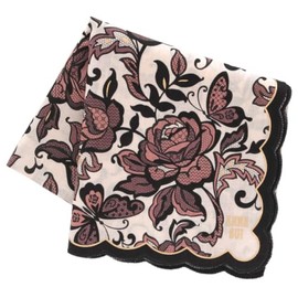 [ANNA SUI] Anna Sui 000448-0002-02 Large Print Handkerchief (22.8 inches (58 cm) Lace Style Rose & Butterfly (Beige) [100% Cotton] Women's Ladies, beige