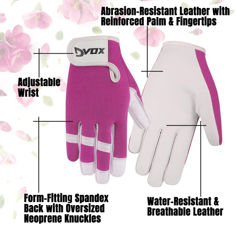 Dvox Leather Gardening Gloves, Heavy Duty Thorn Proof Work Gloves