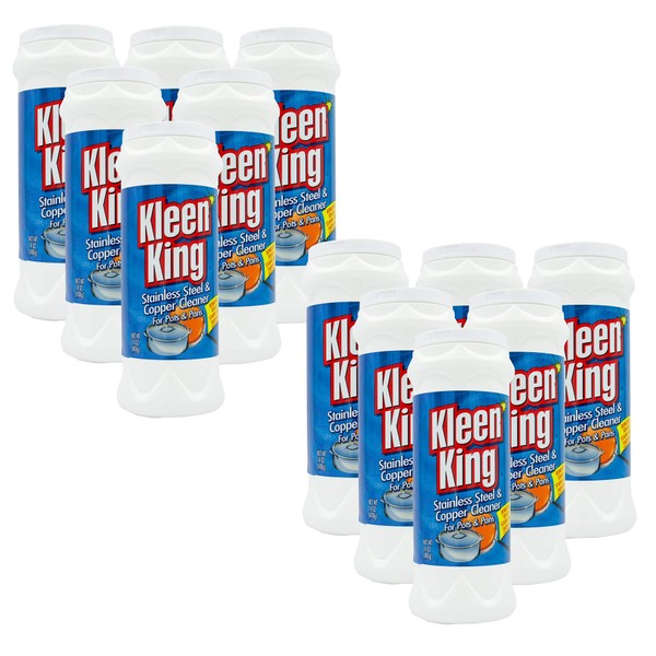 King Kleen Stainless Steel Cookware Cleaner and Copper Cleaner (14 oz, 12 Pack) Helps Remove Stains and Tarnish from Pots and Pans, Multi-Purpose Metal Cleaner, Powder Form