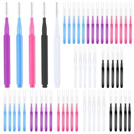 Pack of 50 Eyebrow Brush, 5 Colours Micro Eyebrow Brush, Portable Eyebrow Laminator Brush, Eyelash Comb Brush with Cap, Eyelash Extension Tools, Eyebrow and Eyelash Lifting Tools