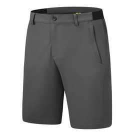 YSENTO Men's Golf Shorts 9 Inches Dry Fit Stretch Flat Front Dress Work Hiking Shorts Zipper Pockets Dark Grey 36