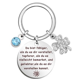 ENYACOS Clover Leaf Lucky Charm Keyring, Courage Gift Woman, Encouragement Gifts, Car Keyring, Gifts for Women, Girlfriend, Gift Best Friend, a