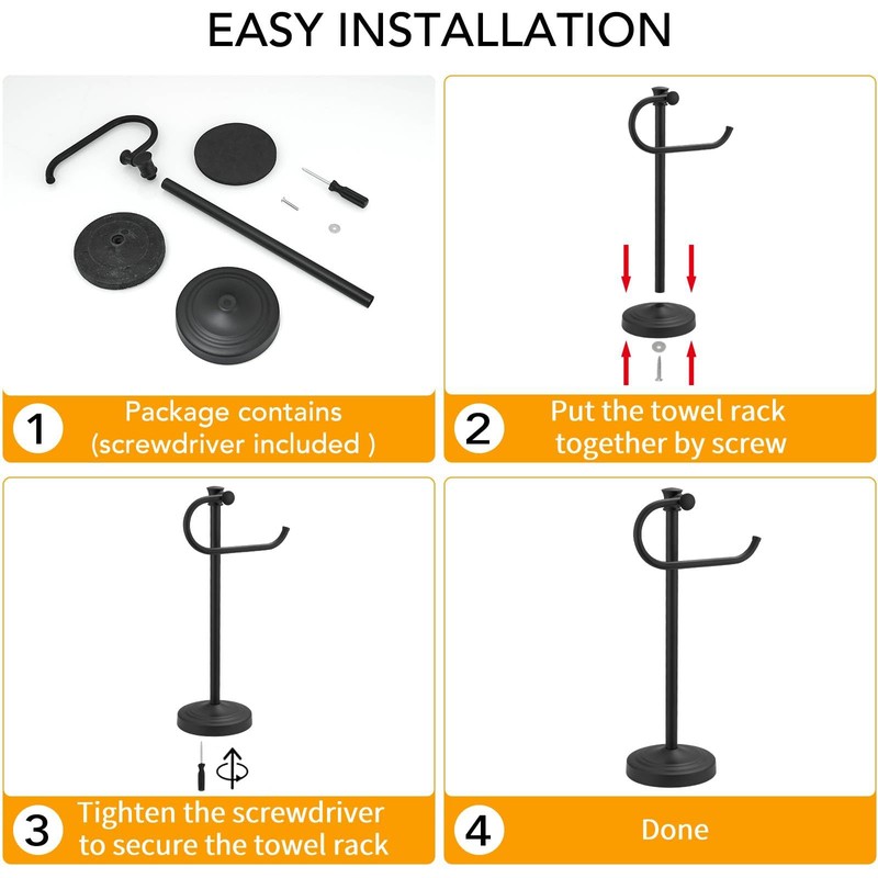 BESy 17 Inch Matte Black Stand Towel Bar Hanger Hand