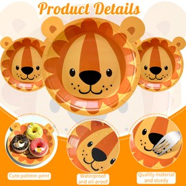 90 Count Animal Shaped Paper Plates Jungle Safari Disposable Plates Cute Zoo Animal Party Plates Animal Baby Shower Party Favor Supplies for Birthday Baby Shower Animal Jungle Safari Theme Party