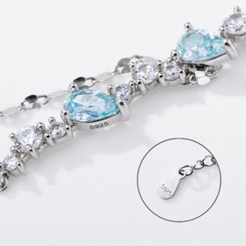 FH.bird Women's Bracelet, Popular, 925 Silver, Hypoallergenic Bracelet, Summer, Accessory, Fireworks Shows, 2 Rows, Simple, March Birthstone, Anniversary, Women's