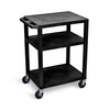 FSE 373-WT34 34"H AV Cart - Three Shelves - Black