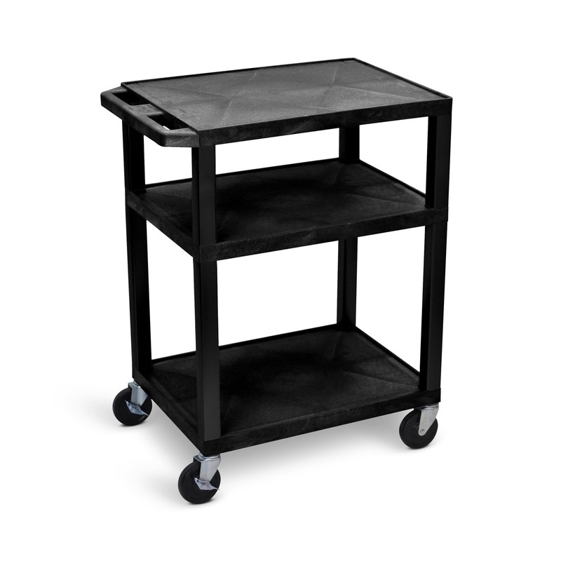 FSE 373-WT34 34"H AV Cart - Three Shelves - Black
