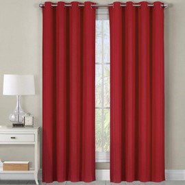 Royal Hotel Bedding Luxor Top Grommet Panels, Heavyweight 100% Cotton Window Treatment Curtains, Solid Red, Set of 2 / Pair, 54Wx96L inches Each