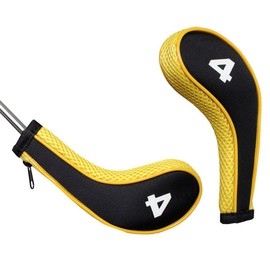 Andux Count Printed Golf Iron Covers with Zipper Long Neck 10pcs/set (Yellow/Black)