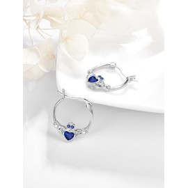 Dreamboat Sterling Silver Claddagh Earrings for Women Celtic Knot Irish Clover Earrings Dangle Earrings Hook Blue September Birthstone Irish Jewelry for Mom Mother, Large, Sterling Silver, Cubic