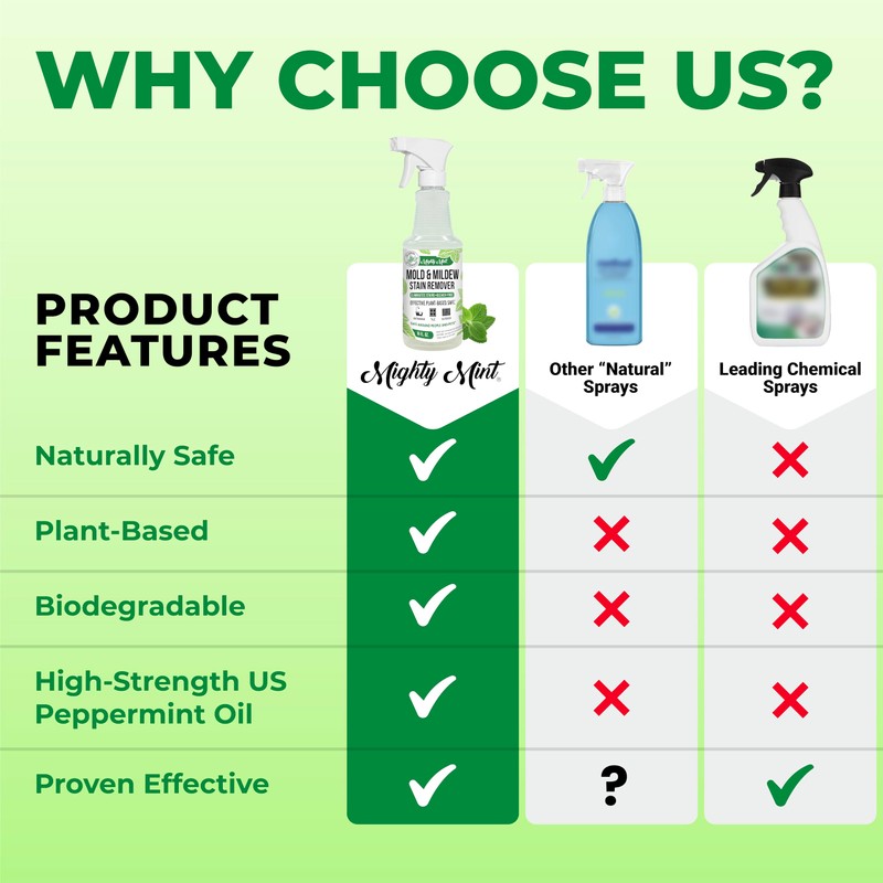 Mighty Mint Mold & Mildew Stain Remover Spray, Rapid Clean