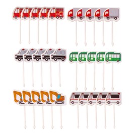 30 Car Fruit Forks, Creative Cartoon Fruit Signs, Children's Bento Fruit Forks, Reusable Fruit Signs, Cute Mini Plastic Forks.