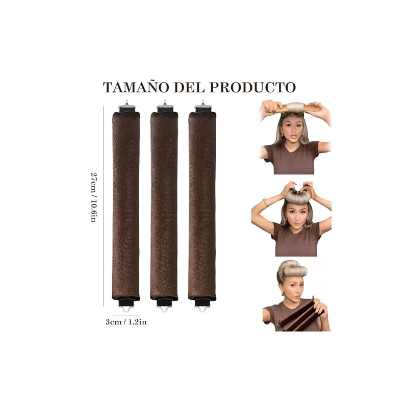 3pcs Rizadores De Pelo Sin Calor, Heatless Curls, Tubos para