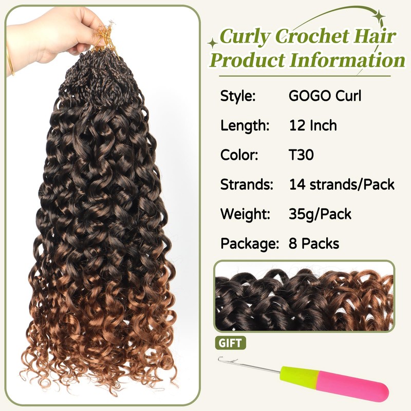 Shoobidoo Pre looped Gogo Curl Crochet Hair 12 Inch 8