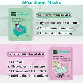 6Pcs Sheet Masks - Face Masks Skincare - Face Mask Set for Teenage Girls - Sheet Face Mask Face Masks Beauty - Hydrating & Nourishing Face Masks - Soothing Sheet Face Mask