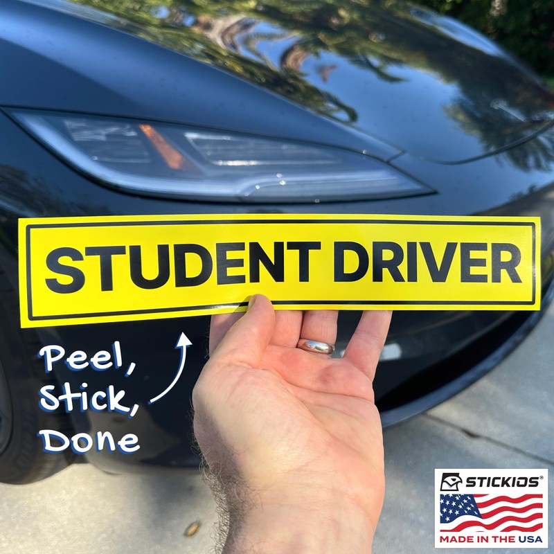 Stickios Non-Magnetic Student Driver Stickers - Removable Vinyl Decals for