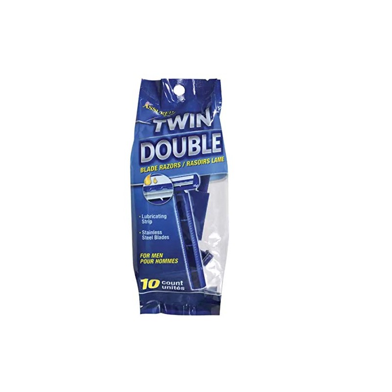 Assured Twin Blade Disposable Razors with Lubricating Strips, 10-ct. Packs