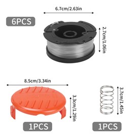COEWUR 6pcs Thread Spools for Black and Deck Trimmer Spools Lawn Trimmer Replacement Spools with 1 Spool Cover and 1 Spring Single Thread Spool for Black + Decker Trimmer