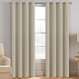 Room Darkening Curtains for Living Room 96 Inch Length Blackout Thermal Insulated Energy Efficient Winow Treatment Extra Long Curtains / Drapes, Grommet Top, One Panel - Cream