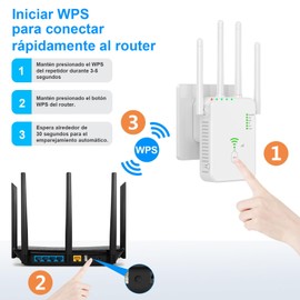 FEISEDY 1200Mbps Extensor de Señal WiFi, 2.4G 300Mbps/5G 876Mbps Inalámbrico Repetidor de Señal WiFi Antenas Externas Modo Ap Compatible