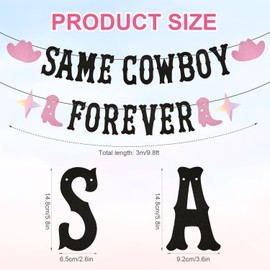 Same Cowboy Forever Banner, Banner de Rodeo de 3 m de Largo Tarjeta de Papel con Purpurina Banner de decoración de Fiesta de Vaquero para Fiesta de Compromiso Despedida de Soltero
