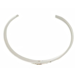 White Floral Brocade Cuff Bracelet, 10k Yellow Gold, 12k Green and Rose Gold Black Hills Gold Trim