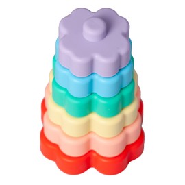 PAPU BABY Juguete en Forma de Flor apilable y de construcción 100% de silicón Grado alimenticio. Juguete para bebés y niños Estilo Montesori. Torre apilable. Stacking Tower. Libre de BPA (Básicos)