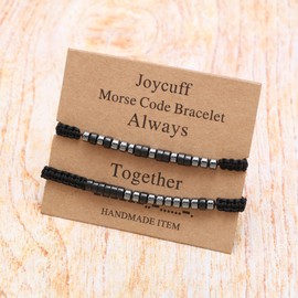 JoycuFF Always and Together Morse Code Bracelets for 2 Long Distance Friendship Gifts for Couples Bestie Friends Birthday Christmas Mothers Day Gifts with Secret Message