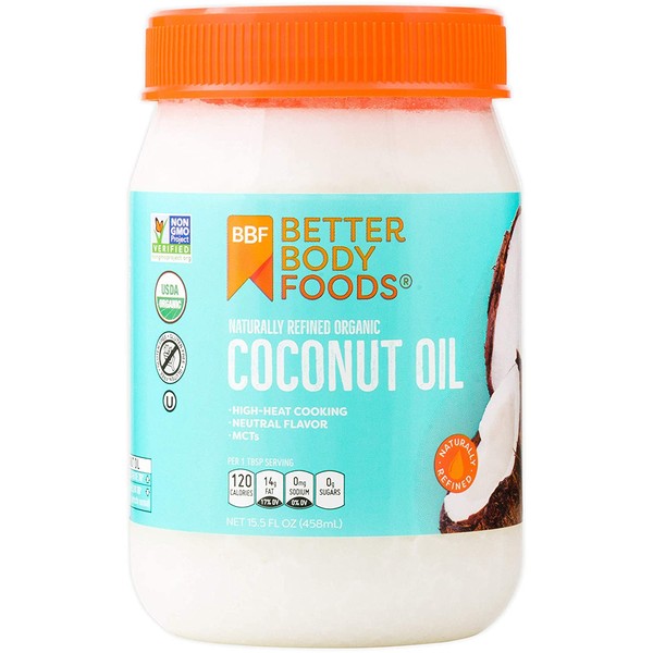 BetterBody Foods Organic Naturally Refined Coconut Oil, 15.5 Ounce