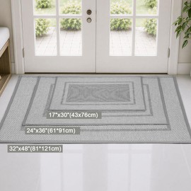 Bulijojo Linen Dirt Trapper Door Mat, 17"x30" Non Slip Entryway Mat Grey