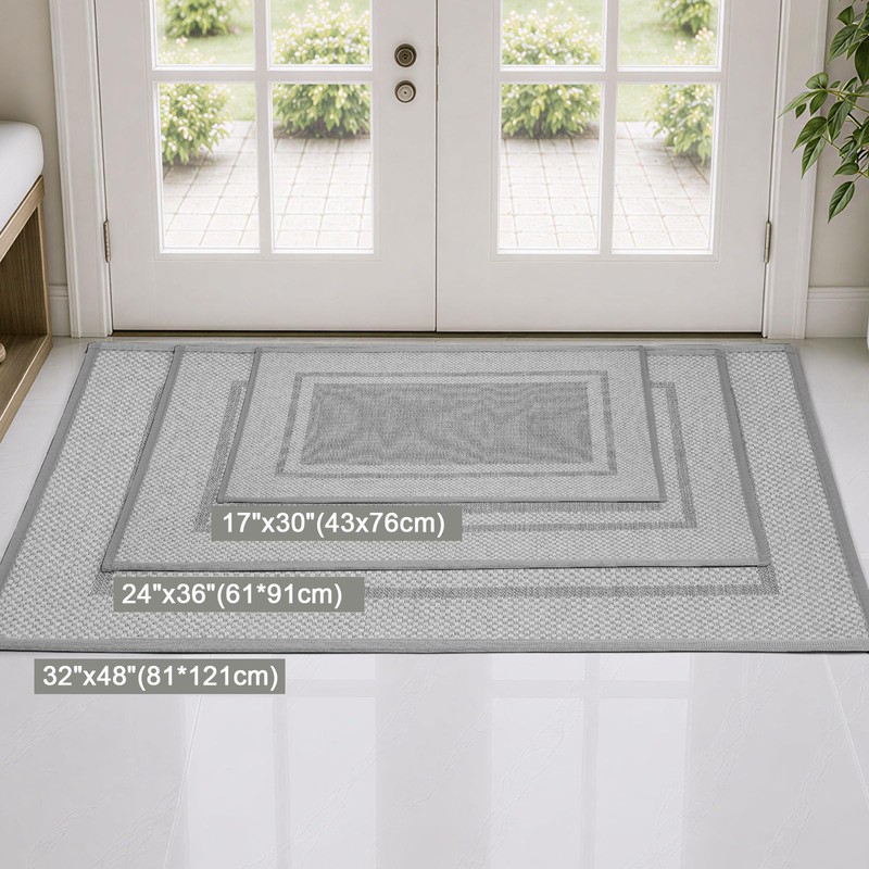Bulijojo Linen Dirt Trapper Door Mat, 17"x30" Non Slip Entryway