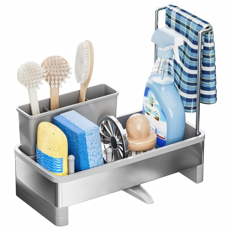 Ewaiira Stainless Steel Sink Caddy, Sponge Holder for Kitchen Sink