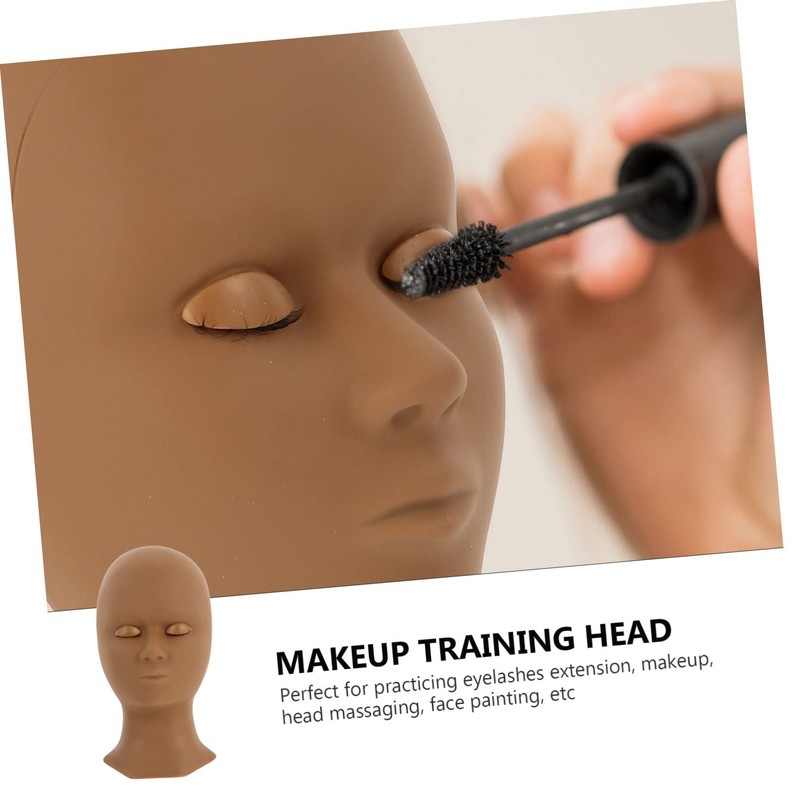 Healvian 1pc Training Mannequin Head with Replaceable Eyelids Realistic Makeup