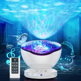 ARTINABS Ocean Wave Projector, LED Starry Sky Projector with Remote Control, 6 Nature Sounds, 7 Modes Projector, Timing Night Light, Music Player for Children, Adults, Bedroom, Home Cinema, Party
